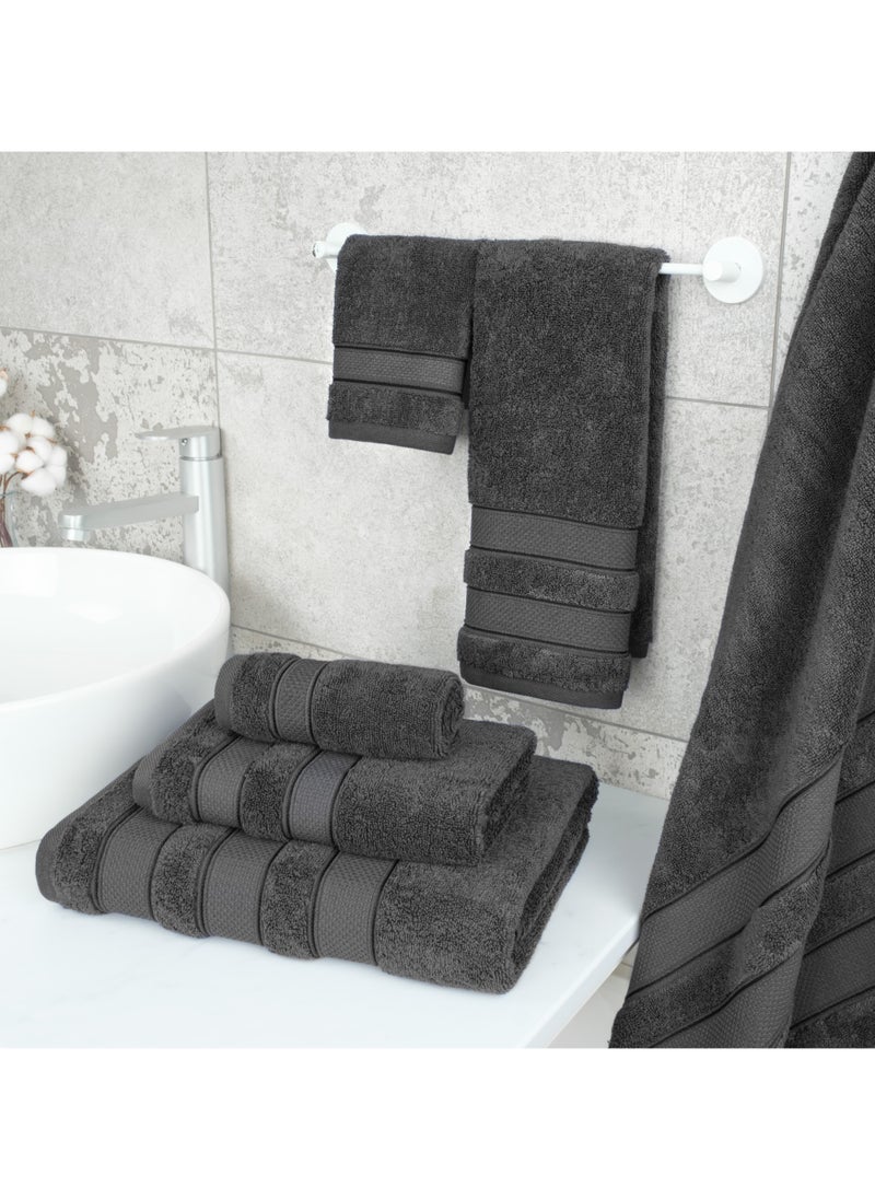 Safi Plus - 6-Piece Towel Set 100% Turkish Genuine Cotton Super Soft & Absorbent Luxury Hotel Quality 600 GSM Cotton Bathroom Towels, 2 Bath Towels, 2 Hand Towels, 2 Washcloths, Grey - Image 1
