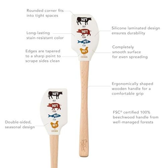 Tovolo Spatulart Meat Conversions Silicone Spatula with Wood Handle  BPA Free, Heat-Resistant, Ideal for Baking, Mixing & Meal Prep - Image 3