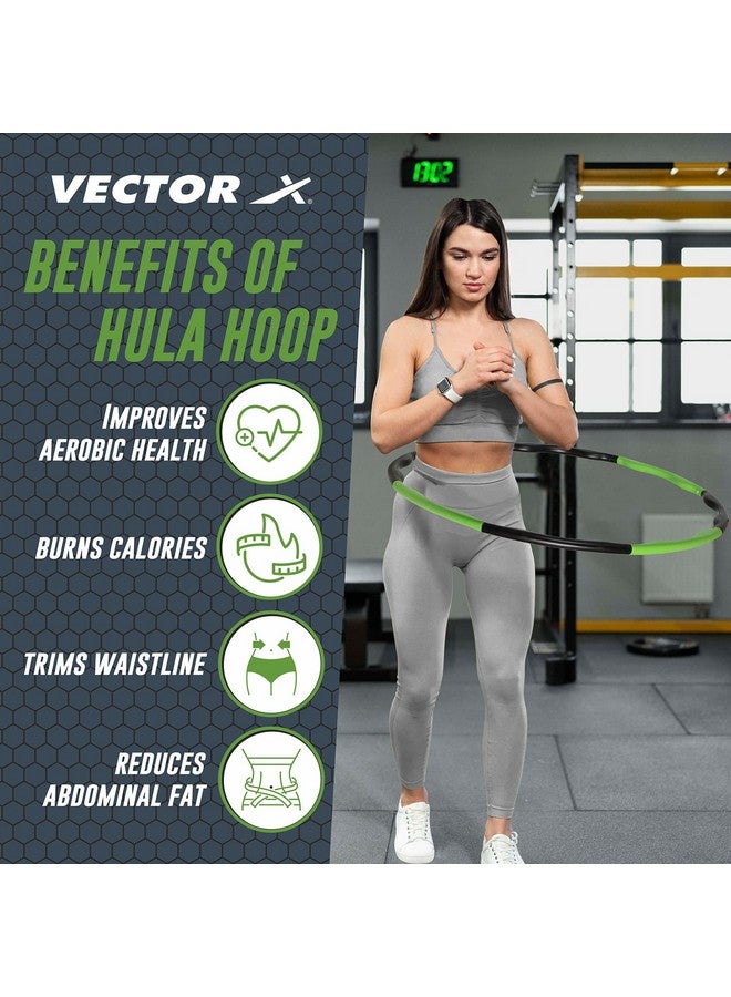 Vector X Hoola Hoop Fitness Exercise Weighted Detachable and Size Adjustable Design Hula Hoops for Adult, Lose Weight Fast by Fun Way, 8 Inter Lockable Pieces-26 inch Diameter - Image 2