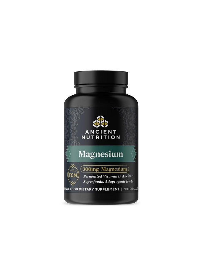 آينشنت نيوترشن مكمل غذائي غني بالمغنيسيوم من شركة Ancient Nutrition، بتركيز 300 ملغ من المغنيسيوم مع فيتامين د لدعم المناعة، أعشاب مُكيفة، مُنشَّط بالإنزيمات، مناسب لحمية الباليو والكيتو، 90 كبسولة - Image 1