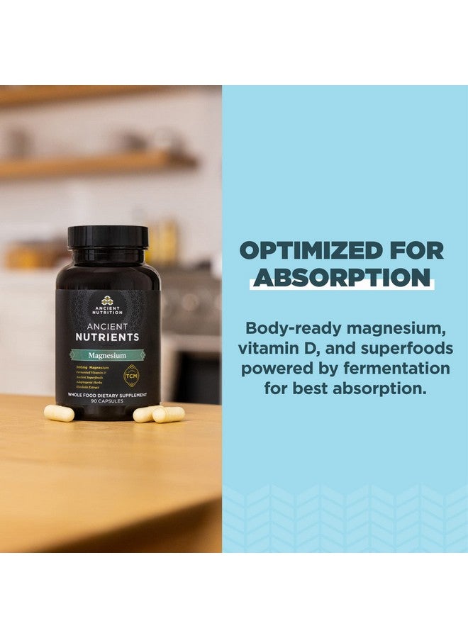 آينشنت نيوترشن مكمل غذائي غني بالمغنيسيوم من شركة Ancient Nutrition، بتركيز 300 ملغ من المغنيسيوم مع فيتامين د لدعم المناعة، أعشاب مُكيفة، مُنشَّط بالإنزيمات، مناسب لحمية الباليو والكيتو، 90 كبسولة - Image 4