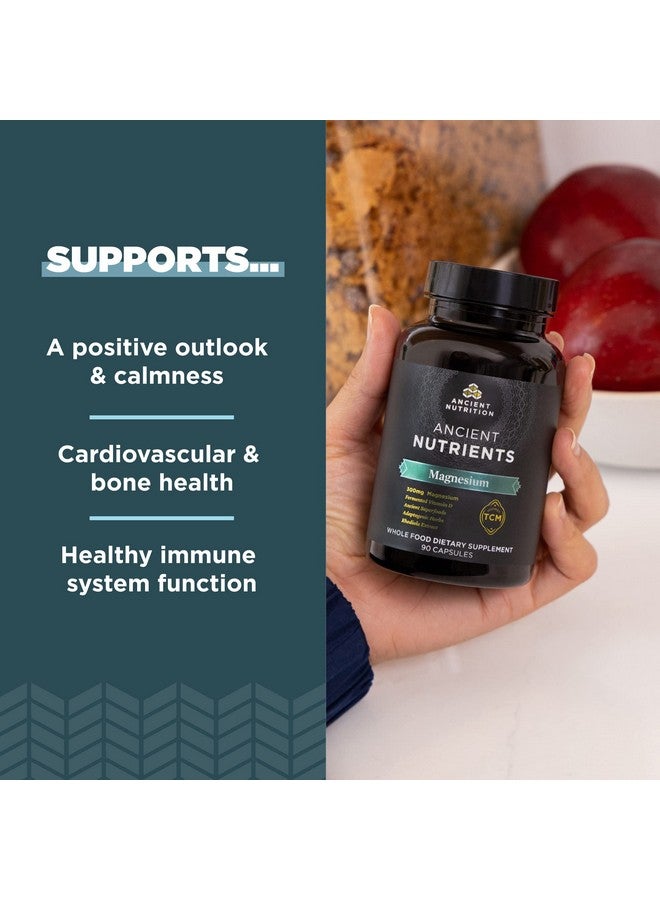آينشنت نيوترشن مكمل غذائي غني بالمغنيسيوم من شركة Ancient Nutrition، بتركيز 300 ملغ من المغنيسيوم مع فيتامين د لدعم المناعة، أعشاب مُكيفة، مُنشَّط بالإنزيمات، مناسب لحمية الباليو والكيتو، 90 كبسولة - Image 3