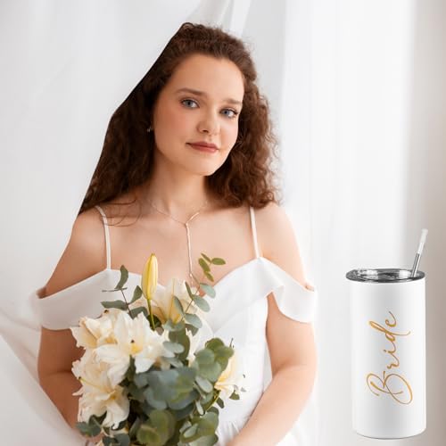 Ugiftcorner Bride Tribe Gifts Set of 6 Cups Bachelorette Party Favors Wedding Gifts for Bridesmaid Bride Stainless Steel Skinny Tumbler with Lid and Straw 15 OZ Pink - Image 5