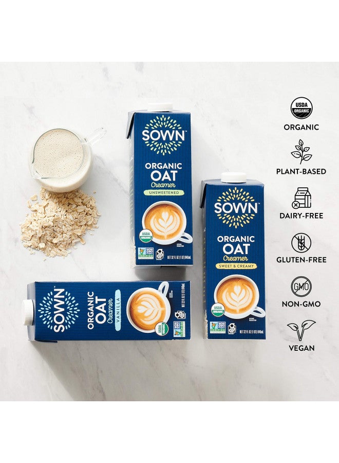 SOWN SOWN Organic Oat Creamer Sweet & Creamy - Barista Oat Milk Non Dairy Coffee Creamer - Plant Based, Dairy-Free, Vegan, Gluten-Free, Non-GMO, Shelf Stable - 32oz (Pack of 6)  - Image 1