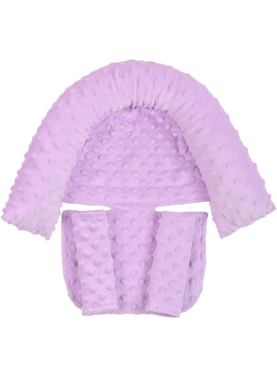 Baby Infant Head and Neck Support Pillow with Seat Belt – Extra Soft 3-in-1 Toddler Car Seat Insert Cushion Pad for Car Seats – Purple