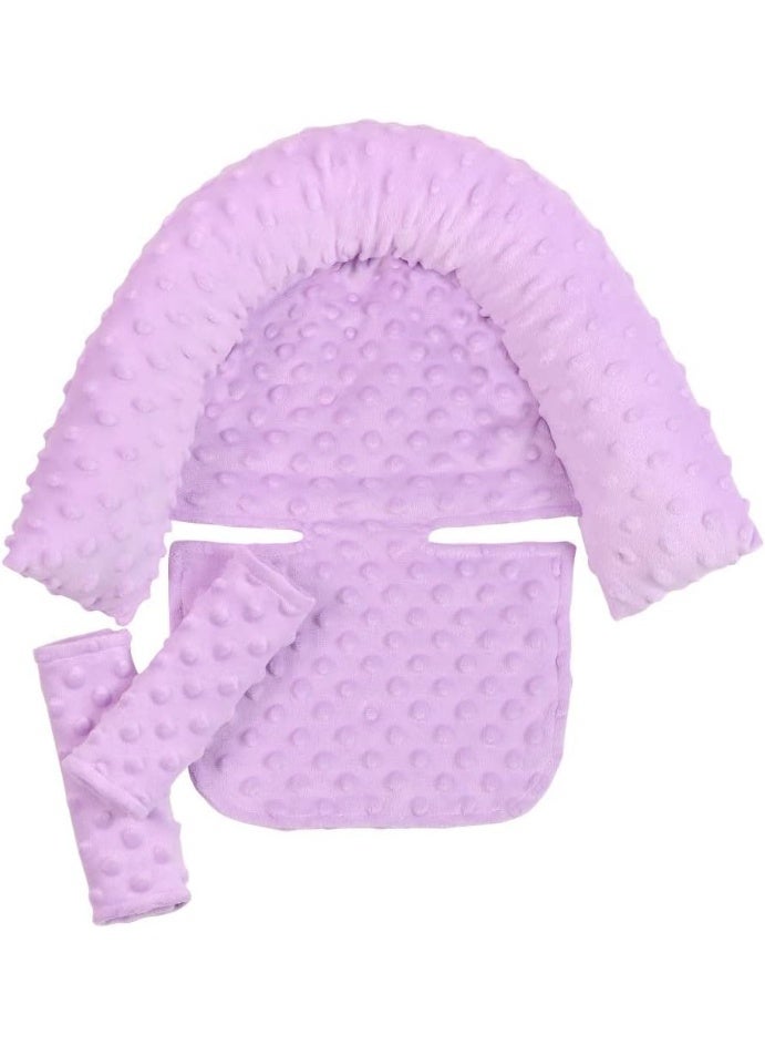 jaexest Baby Infant Head and Neck Support Pillow with Seat Belt – Extra Soft 3-in-1 Toddler Car Seat Insert Cushion Pad for Car Seats – Purple - Image 4