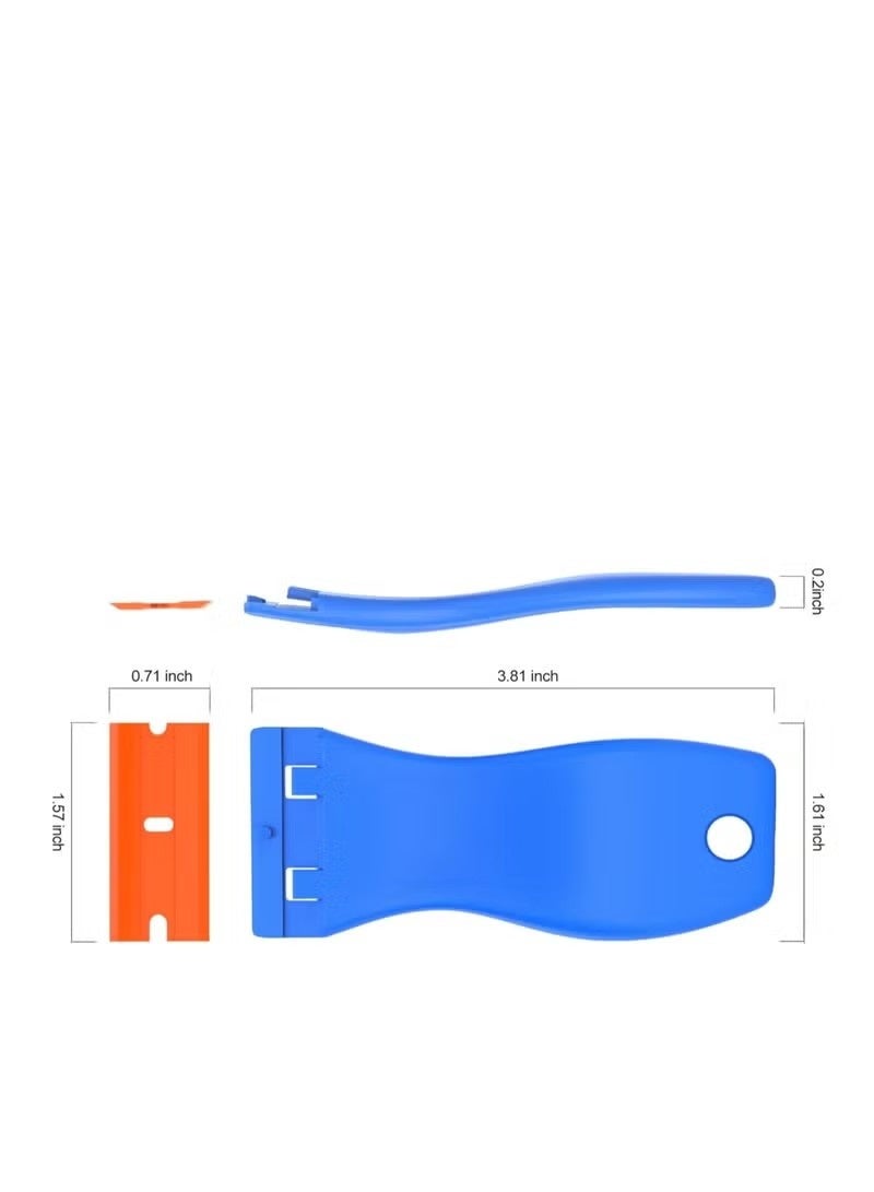 2 Pcs Plastic Razor Blade Scraper and 20 Pcs Blades, Remove Label Decal Tool,Forwithout Scratches Plastic Razor Blade Scraper, Adhesive Remover for Kitchen Appliances,Stickers and Paints on Window - Image 3