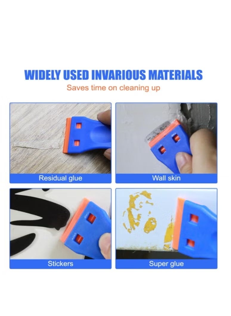 2 Pcs Plastic Razor Blade Scraper and 20 Pcs Blades, Remove Label Decal Tool,Forwithout Scratches Plastic Razor Blade Scraper, Adhesive Remover for Kitchen Appliances,Stickers and Paints on Window - Image 4