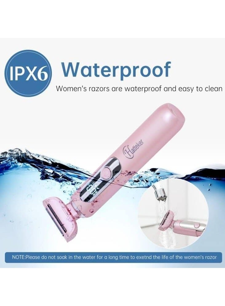 Hatteker Electric Lady Shaver Razor Wet and Dry Waterproof Bikini Trimmer for Women Painless Rechargeable Legs Underarms Hair Remover with Extendable Handle - Image 5