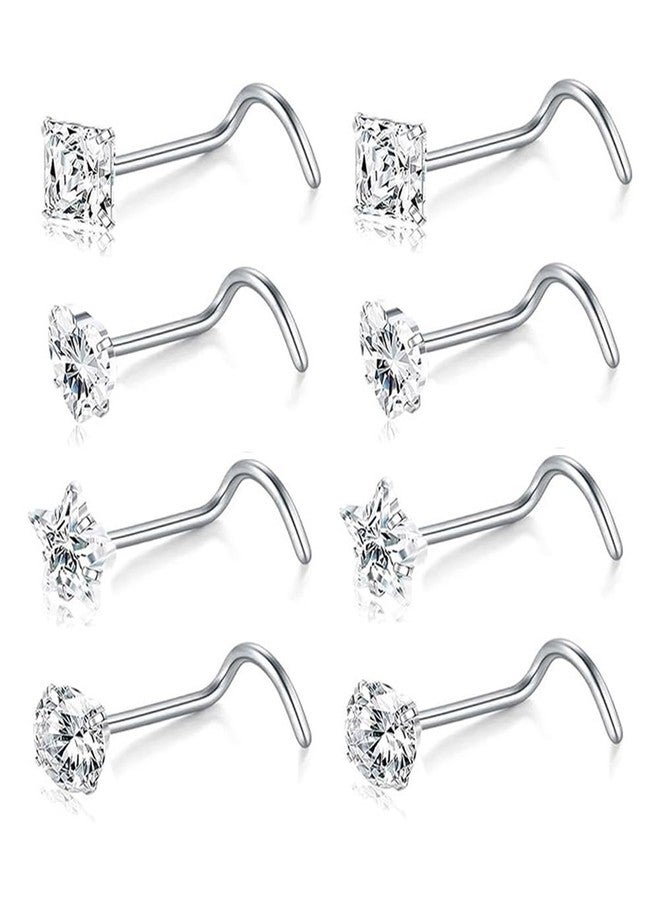 SEEDRILL 8-15Pcs 20G Nose Rings studs for Woman Hypoallergenic 316L Surgical Steel Nose Piercings Jewelry 2/3mm CZ L Shape Nose Rings 20 Gauge Nose Studs Nose Screw Studs Gold Silver - Image 1