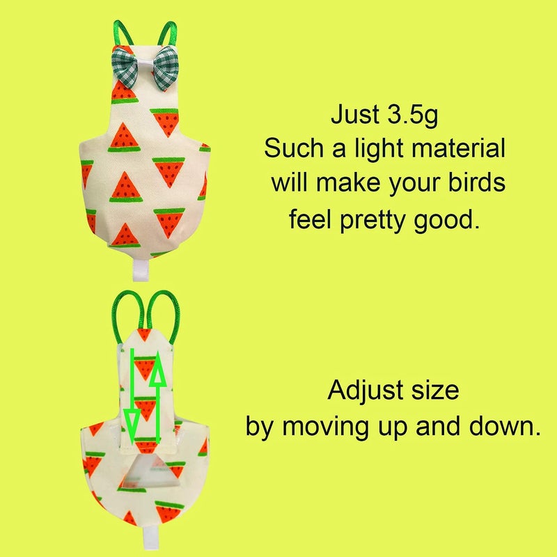 VANTRONIK VANFAVORI Bird Diaper Harness Flight Suit Clothes with 80 Inch Flying Leash for Parrots Cockatiel Pet Birds, Watermelon,Including A Cotton Pad - Image 4