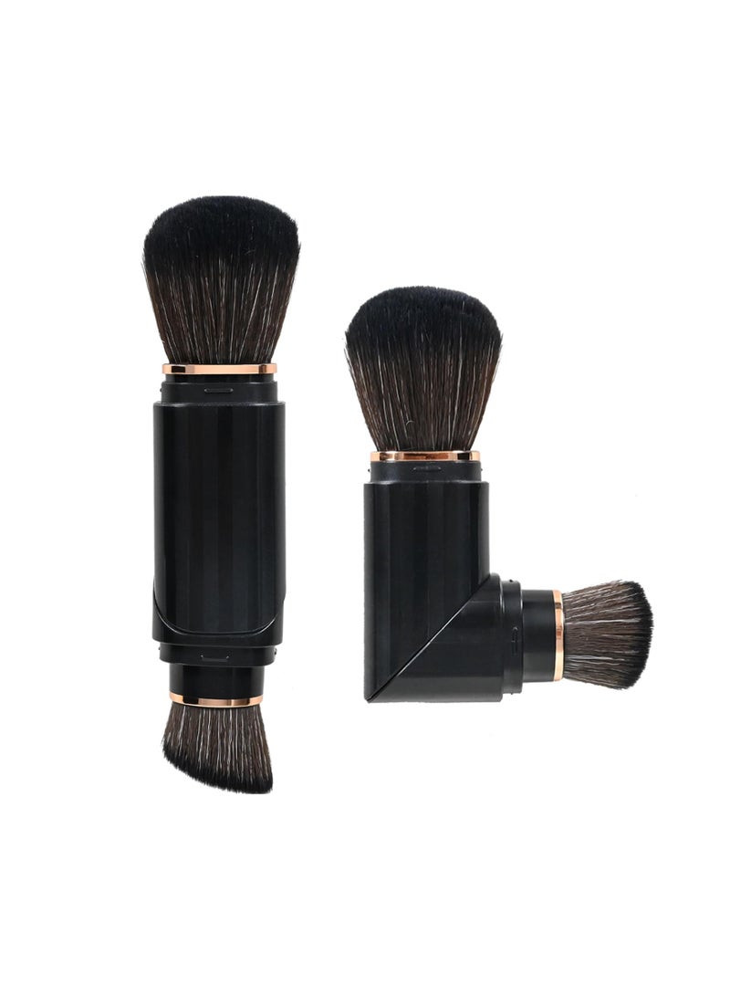 SOLARAE Retractable Double-Ended Kabuki Makeup Brush for Travel, Dual Concealer and Foundation Brush with Cap for Blush, Bronzer, and Flawless Powder Application. - Image 1