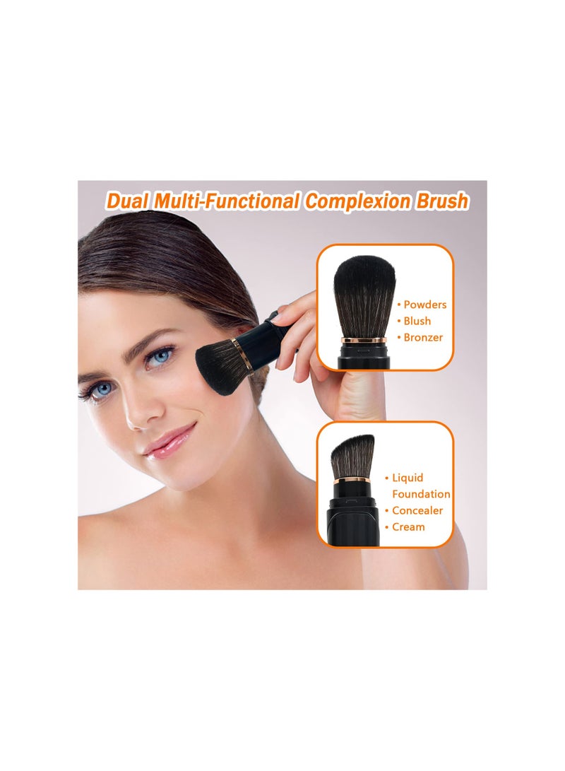 SOLARAE Retractable Double-Ended Kabuki Makeup Brush for Travel, Dual Concealer and Foundation Brush with Cap for Blush, Bronzer, and Flawless Powder Application. - Image 4
