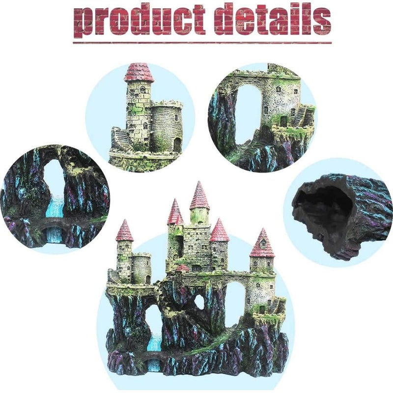 MUYG Aquarium Castle Decorations,Resin Castle for Fish Tank with Randomly Color Plants Decor Accessories for Freshwater and Saltwater Fish Tanks (Red) - Image 5