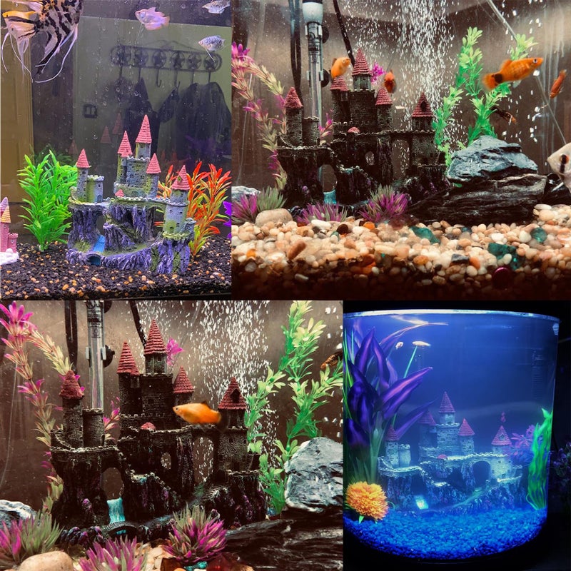 MUYG Aquarium Castle Decorations,Resin Castle for Fish Tank with Randomly Color Plants Decor Accessories for Freshwater and Saltwater Fish Tanks (Red) - Image 4