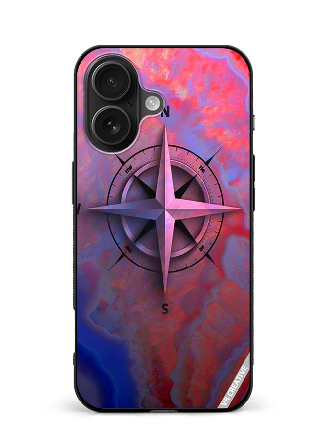 Protective Case Cover For Apple iPhone 16 Compas Design Multicolour