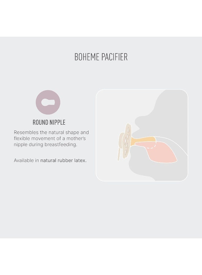 Bibs Boheme Natural Rubber Latex Round Pacifier Size 1-0-6M 2-Pack - Blossom/DuskyLilac - Image 3