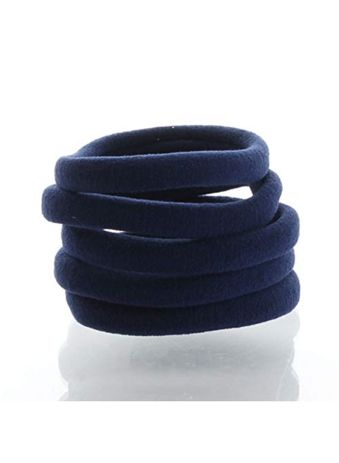 My Lello Large Thick Premium Elastic Ponytail Holder Seamless Hair Bands Navy Blue 100pcs - Image 1