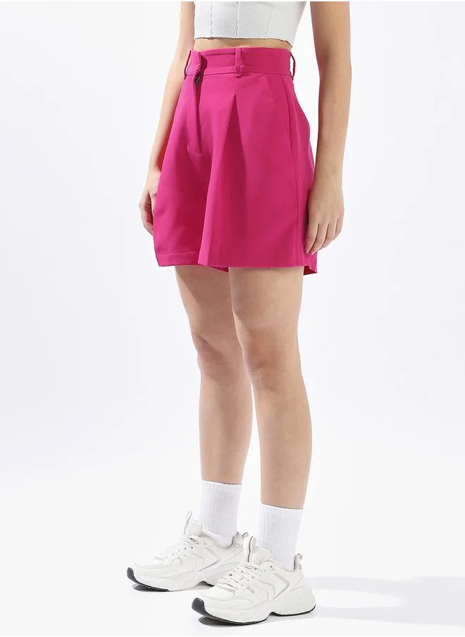 هوبرهولمي Magenta Tailored Shorts for Women Tailored Fit 91% Polyester 9% Spandex Button Closure