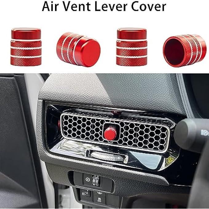 rayihni Vent Knob Cover for Honda Civic 11th Gen Accessories 2022 2023 2024 for Honda CRV 2023 2024 Vent Control Knob Cap AC Vent Lever Trim AC Wind Outlet Lever Ring 4 Pcs Red - Image 3