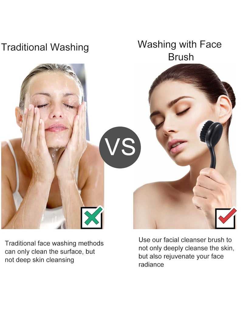 ooloveminso 2 Pcs Large Facial Cleansing Brush Charcoal Bristles Black, Ooloveminso Manual Face Brushes for Deep Cleansing and Exfoliating, Face Scrubber to Massage, Pore Exfoliation, Makeup Remove and Skin Care  - Image 2
