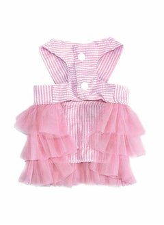 SYOSI Pet Dog Dress for Girl and Boy Doggy Cats Rabbit Fancy Adorable Striped Mesh Dress Princess Petite Vest Doggie Bowknot Dresses for Small Dogs Pomeranian Chihuahua Skirt Pet Puppy (Pink M)  - Image 2