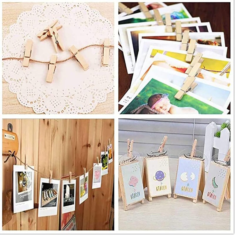 Prescent Small Mini Wooden Clips for Pictures, Gift Packaging, Art and Craft, DIY, Decoration and Much More (Natural 1 Inch - Pack of 100) - Image 3