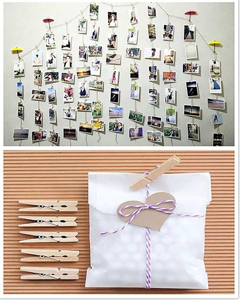 Prescent Small Mini Wooden Clips for Pictures, Gift Packaging, Art and Craft, DIY, Decoration and Much More (Natural 1 Inch - Pack of 100) - Image 5
