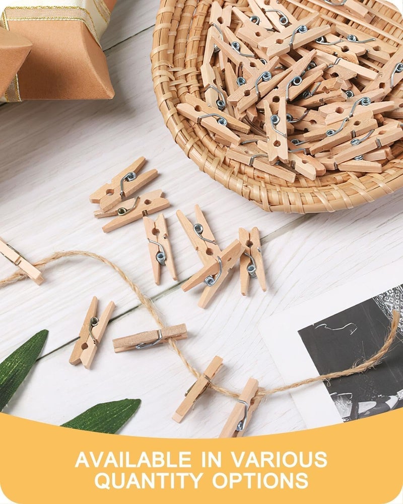 Prescent Small Mini Wooden Clips for Pictures, Gift Packaging, Art and Craft, DIY, Decoration and Much More (Natural 1 Inch - Pack of 100) - Image 2