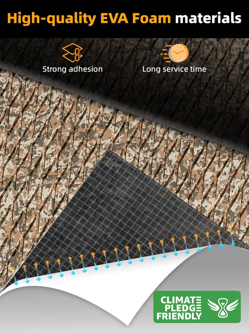 FOCEAN Boat Flooring EVA Foam Boat Decking Camo Marine Flooring Self-Adhesive Marine Mat for Motorboat RV Yacht Kayak, 94.5''x 15.7'', Gravel Camo - Image 2