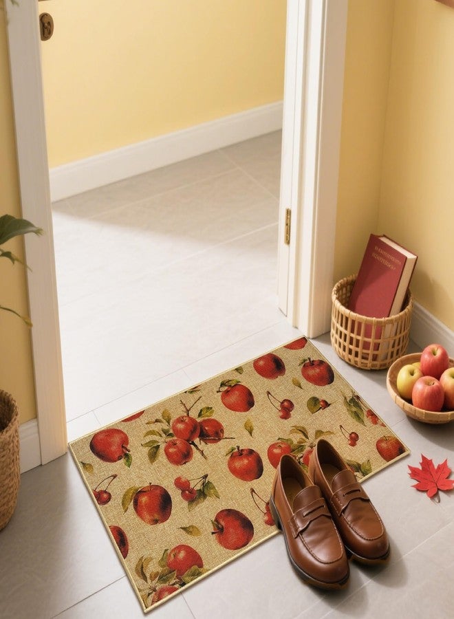 Barri Design Apple Welcome Doormat Retro Fruit Entrance Door Mat Outdoor Indoor Non Slip Doormat for Kitchen Inside Outside Entryway Carpet Mat Washable Front Back Door Floor Mat for Hallway Porch Patio - Image 2