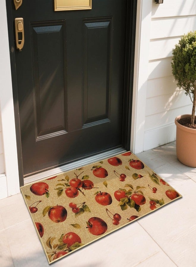 Barri Design Apple Welcome Doormat Retro Fruit Entrance Door Mat Outdoor Indoor Non Slip Doormat for Kitchen Inside Outside Entryway Carpet Mat Washable Front Back Door Floor Mat for Hallway Porch Patio - Image 1