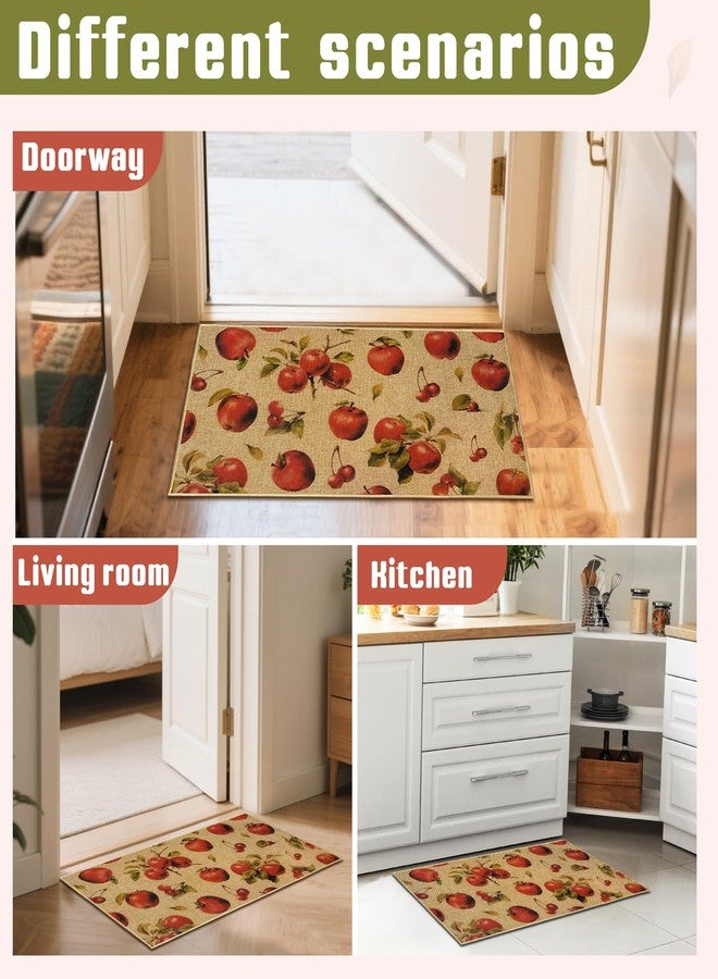 Barri Design Apple Welcome Doormat Retro Fruit Entrance Door Mat Outdoor Indoor Non Slip Doormat for Kitchen Inside Outside Entryway Carpet Mat Washable Front Back Door Floor Mat for Hallway Porch Patio - Image 5