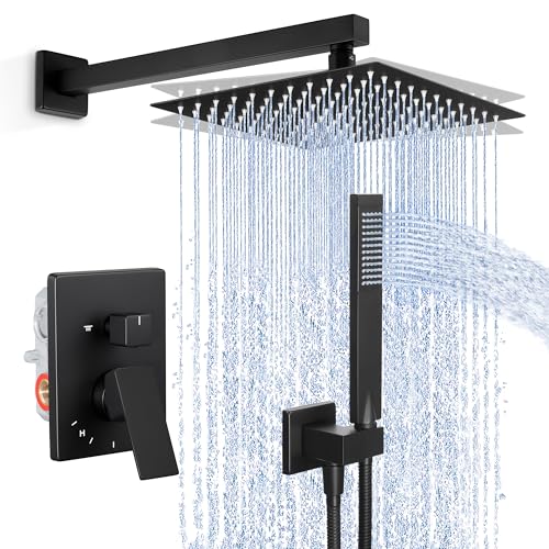 KES Shower Faucet Set, 10 Inches Rain Shower Head with Handheld Spray, Shower System Pressure Balance Wall Mounted (cUPC Certified Shower Valve Included), Matte Black, XB6230F18-BK - Image 1