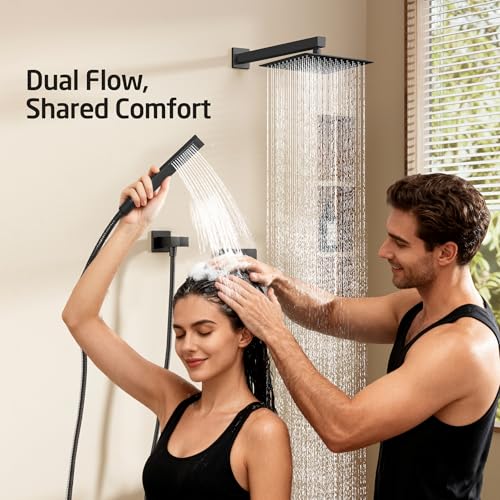 KES Shower Faucet Set, 10 Inches Rain Shower Head with Handheld Spray, Shower System Pressure Balance Wall Mounted (cUPC Certified Shower Valve Included), Matte Black, XB6230F18-BK - Image 2