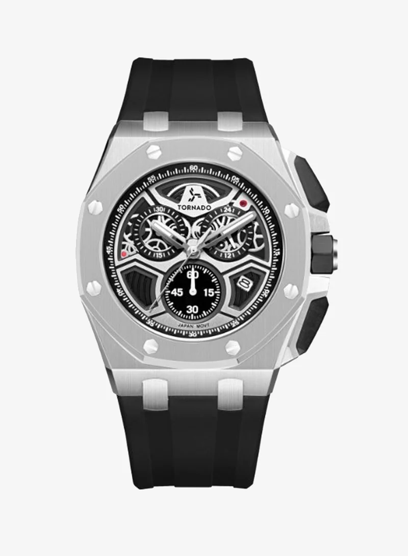 TORNADO Men's Silicone Chronograph Watch T25103-SSBB - 43mmx52mm mm