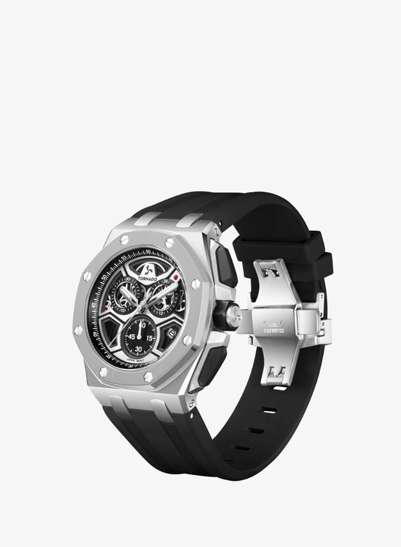 TORNADO Men's Silicone Chronograph Watch T25103-SSBB - 43mmx52mm mm