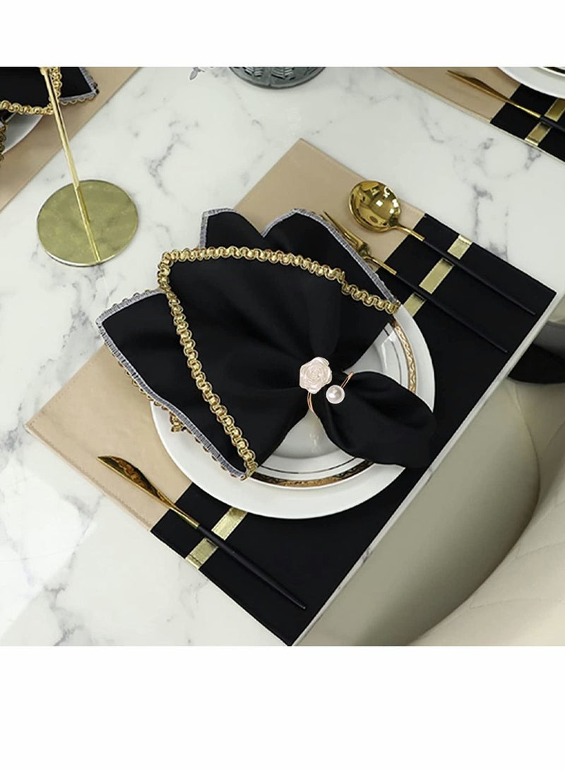 Y&D Napkin Rings White Rose Pearl Dining Table Ring Holder Vintage Paper Towel Rings For Valentine's Day Wedding Banquet Home Decorations (6 Pcs)  - Image 3