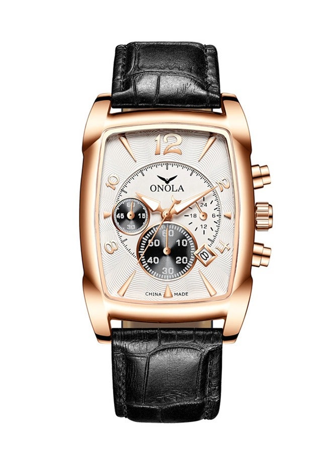 ONOLA ​​ONOLA Men's Business Quartz Watch - Rose Gold Case with White Dial, Multi-function Calendar Display, Stainless Steel Strap, Classic & Modern Design, Ideal Gift Choice​​  - Image 1