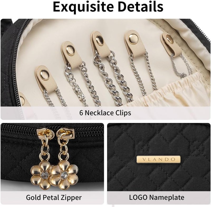 Luckam Jewelry Travel Organizer Case, Ring Binder Design with Clear Booklet & Zipper Pouch, Jewelry Storage for Necklaces, Earrings, Rings, Bracelets, Black, Gift for Women - Image 5