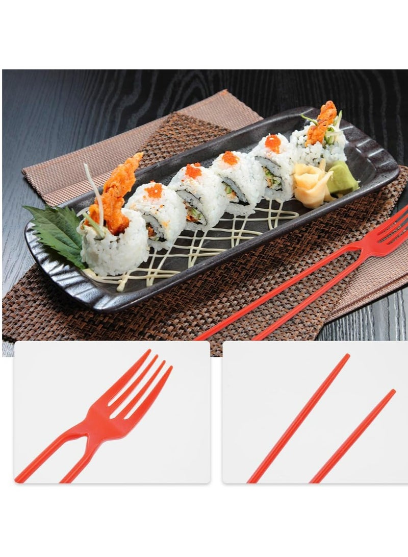 10PCS New Disposable Home Chopsticks Fork, Portable Black and Red Disposable Plastic Chopsticks Fork 2-in-1 Multifunctional Tableware Suitable for Camping Outdoor Party (Red)  - Image 5