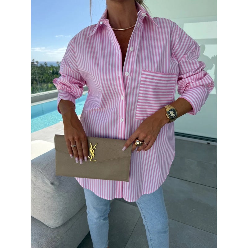 Spot New Striped Long-Sleeved Shirt - Image 1