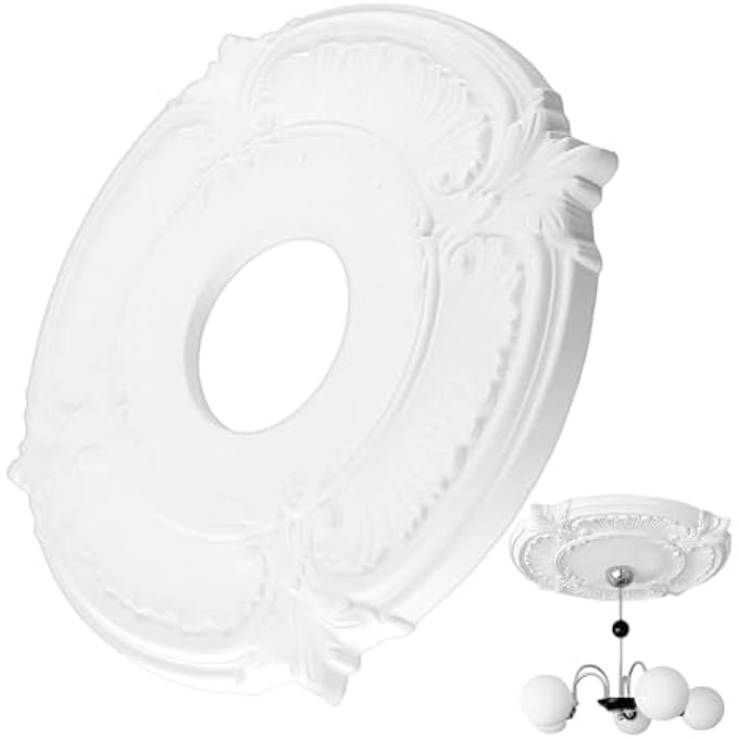 CEILING LIGHT MEDALLION, DECORATIVE CEILING MEDALLION WITH LIGHT HOLE, ADHESIVE EUROPEAN DESIGN SAFE DECORATION FOR CHANDELIER MOUNTING HOMEOWNERS CONTRACTORS - Image 2