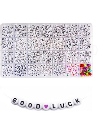 1400Pcs 4x7mm Acrylic Round White Letter Beads Bulk for Bracelets Jewelry Making Necklace Keychain Sunglasses DIY (Small Hole) - pzsku/Z24B69EA8FA8DA6445662Z/45/1747363965/8946fe15-a4e2-4c4d-994f-34d78950a76c