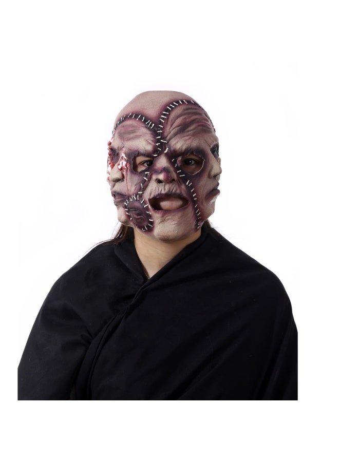 xppier Mask for Adult Kids, Scary Halloween Mask Latex Three Face Horror Mask Creepy Cosplay Prop for Halloween Parties Masquerade Costume - Image 1
