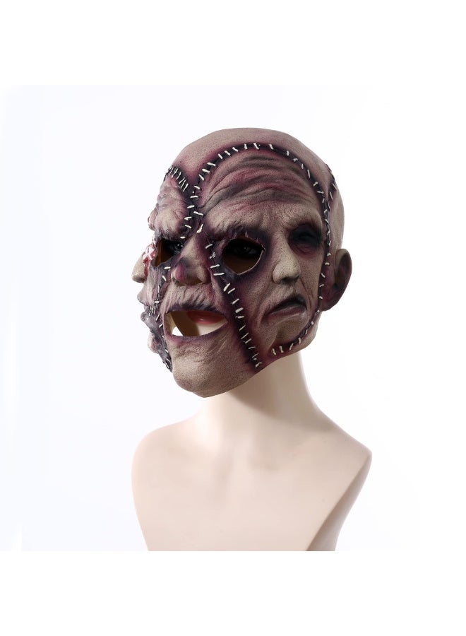 xppier Mask for Adult Kids, Scary Halloween Mask Latex Three Face Horror Mask Creepy Cosplay Prop for Halloween Parties Masquerade Costume - Image 5