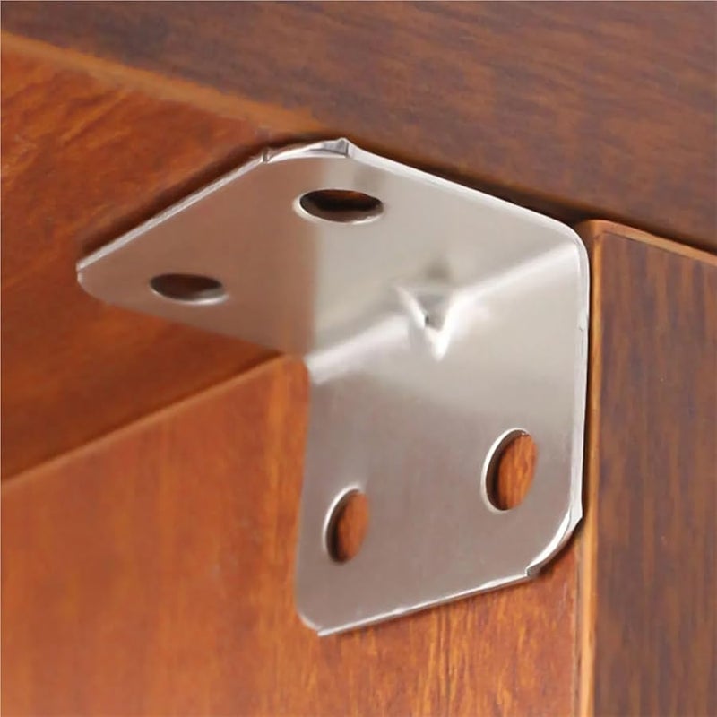 100PCS L Bracket Angle Iron Connector 90 Degree Plate Bracket For Furniture Shelves - Image 3