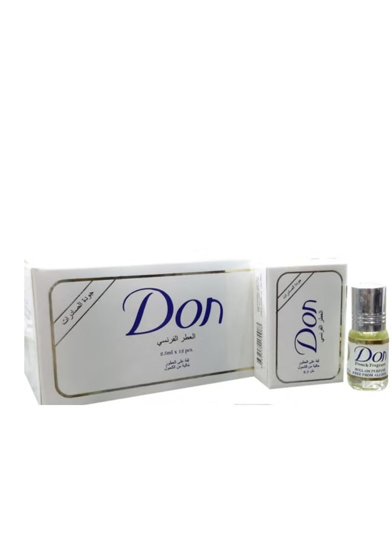 عطر دون رول اون خالي من الكحول 2.5مل ×12