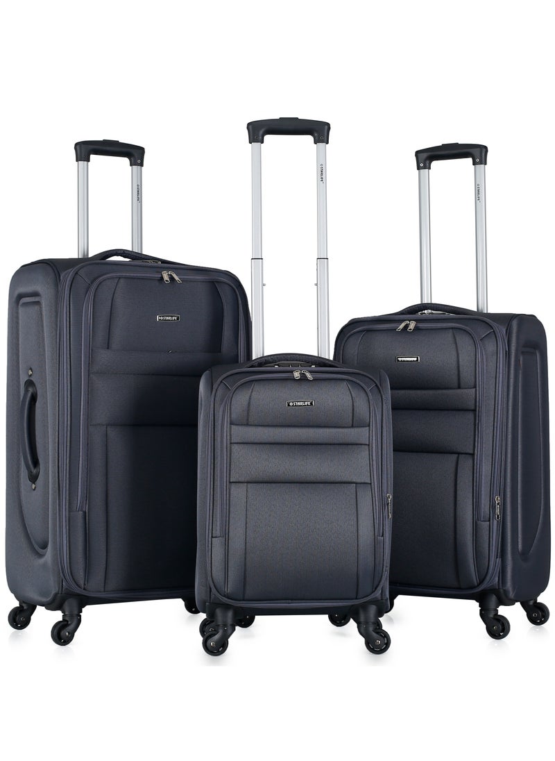 STARLIFE - Set of 3 Light Weight Polyester Trolley Luggage With Number Lock 20,24,28 Inches - Image 1