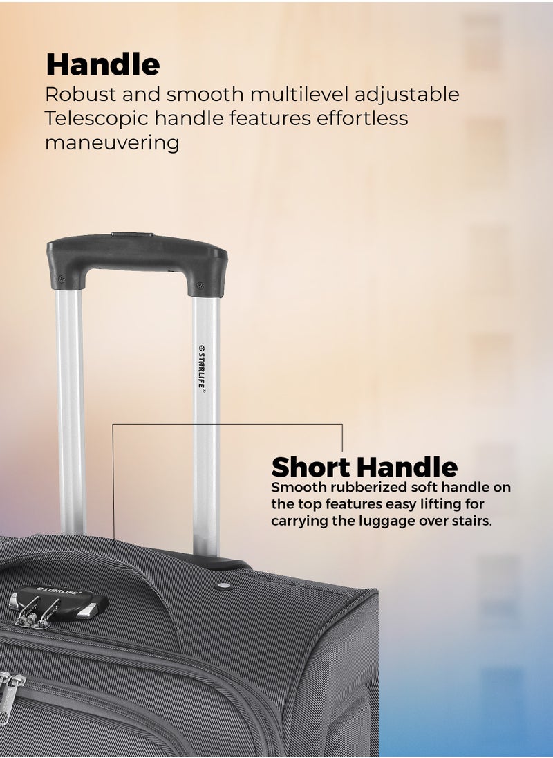 STARLIFE - Set of 3 Light Weight Polyester Trolley Luggage With Number Lock 20,24,28 Inches - Image 1